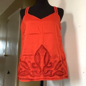 Banana Republic racer back embroidered tank size small